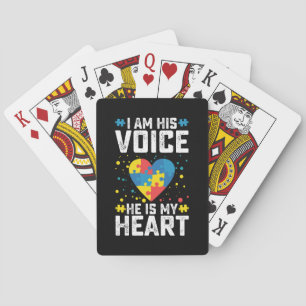 I Am His Voice He Is My Heart Autism Mum Dad Playing Cards