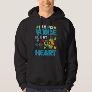 I Am His Voice He Is My Heart Puzzle Autism Awaren Hoodie