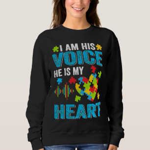 I Am His Voice He Is My Heart Puzzle Autism Awaren Sweatshirt