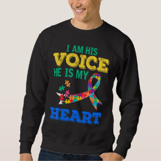 I Am His Voice He Is My Heart Puzzle Pieces Sweatshirt