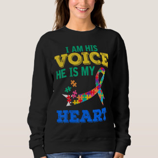 I Am His Voice He Is My Heart Puzzle Pieces Sweatshirt