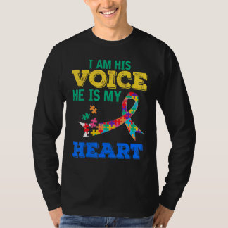 I Am His Voice He Is My Heart Puzzle Pieces T-Shirt
