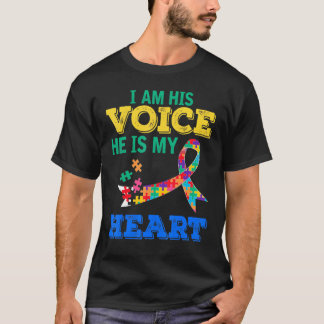 I Am His Voice He Is My Heart Puzzle Pieces T-Shirt