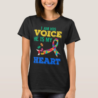 I Am His Voice He Is My Heart Puzzle Pieces T-Shirt