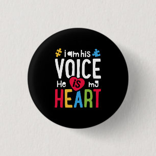 I Am His Voice He Is My Heart T shirt 3 Cm Round Badge