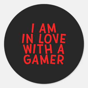 I Am In Love With A Gamer Cute Valentines Day Game Classic Round Sticker