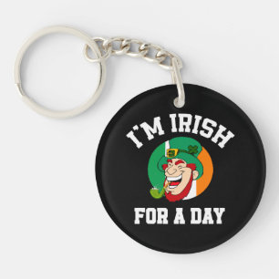 I am Irish for a day Saint Patricks day shamrock Key Ring