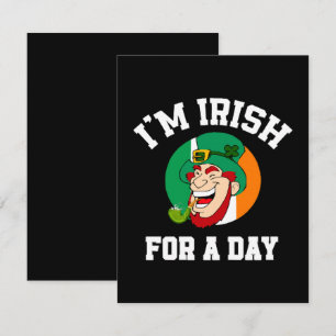 I am Irish for a day Saint Patricks day shamrock RSVP Card