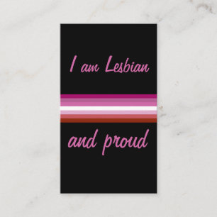 I am Leasbian and Proud Lesbian flag on Black Business Card