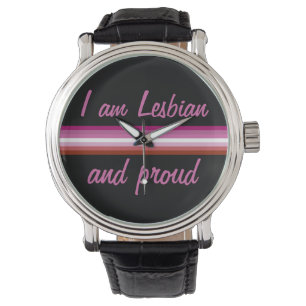 I am Leasbian and Proud   Lesbian Flag on Black Watch