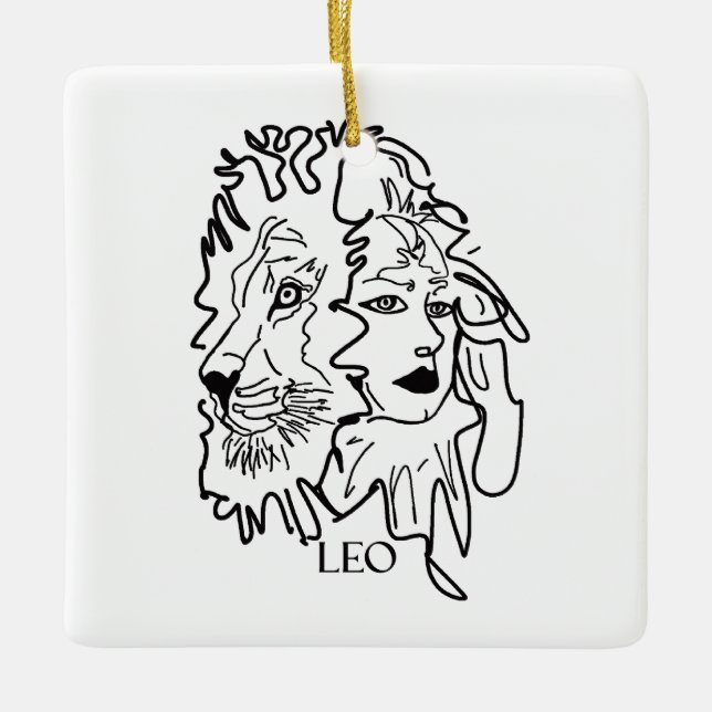 I am LEO Ceramic Ornament (Front)