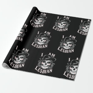 I am lesbian skull  wrapping paper