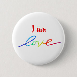 I am love Inspirational Rainbow Word Pin Buttons