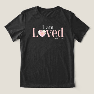 I Am Loved Floral Heart Christian Tri-Blend Shirt