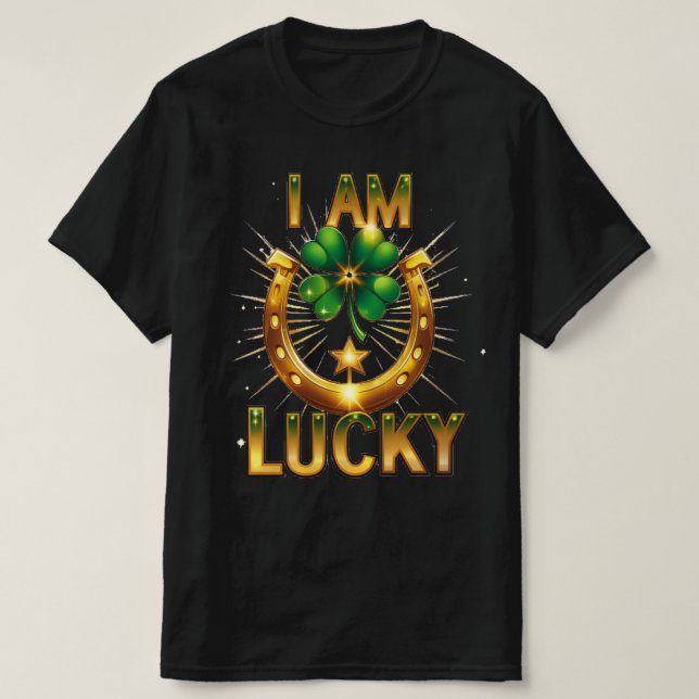I Am Lucky – Bold Symbolic T-Shirt Design (Design Front)
