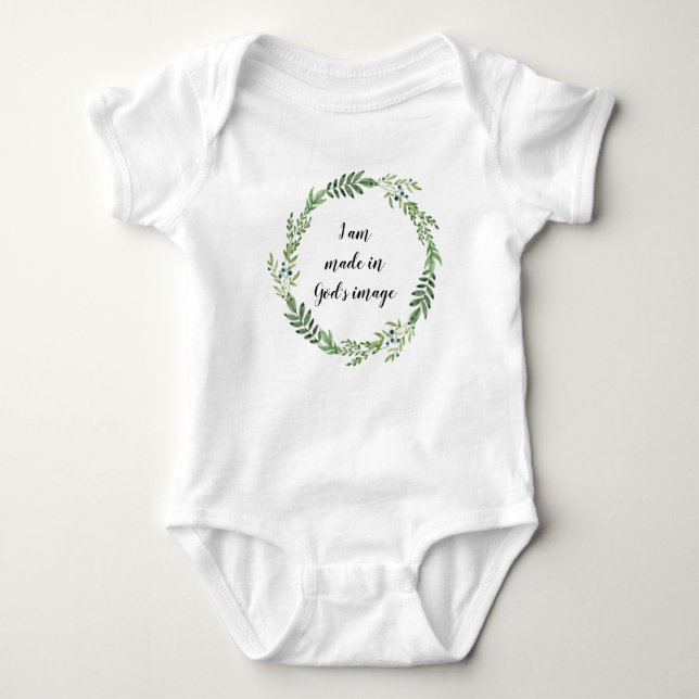 I am made in God's image baby bodysuit (Front)