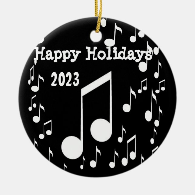 I Am Music,Happy Holidays_ Ceramic Tree Decoration (Front)