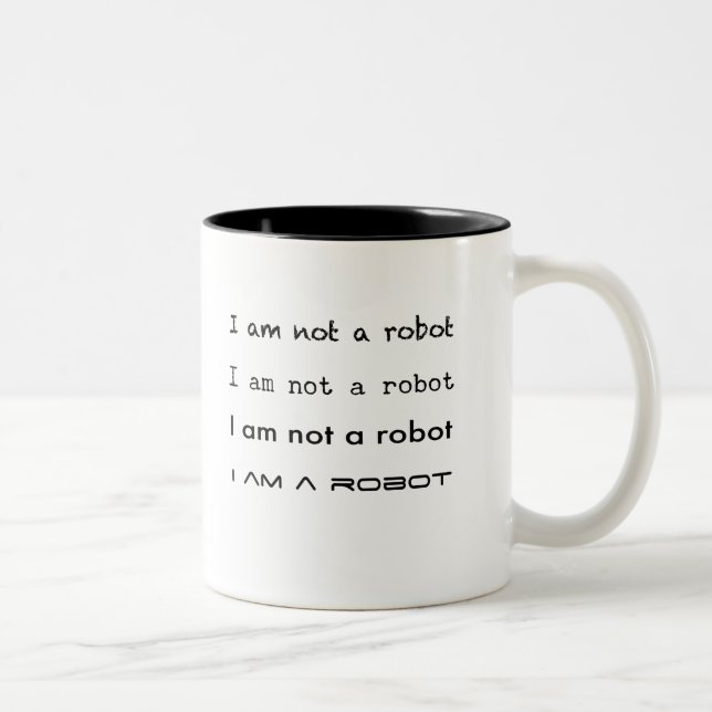 I am not a robot (or am I?) Two-Tone Coffee Mug (Right)