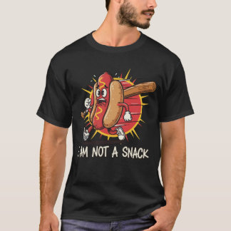 "I Am Not A Snack" Funny Running Hot Dog Baseball T-Shirt
