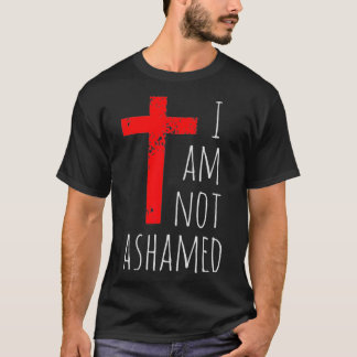 I am not ashamed Big Red Cross Silhouette Image T-Shirt