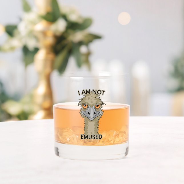 I Am Not Emused Funny Emu Pun Whiskey Glass (Insitu (Wedding))