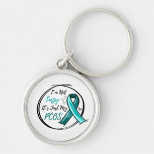 I Am Not Lazy It's Just My PCOS Teal Ribbon 2 Key Ring