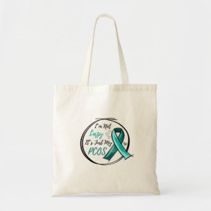 I Am Not Lazy It's Just My PCOS Teal Ribbon Tote Bag