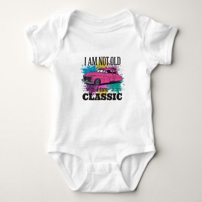 I am Not Old I am Classic Grungy Colour Splashes Baby Bodysuit (Front)