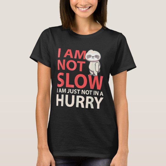 I Am Not Slow Funny Sloth Sloth Running Funny T-Shirt (Front)