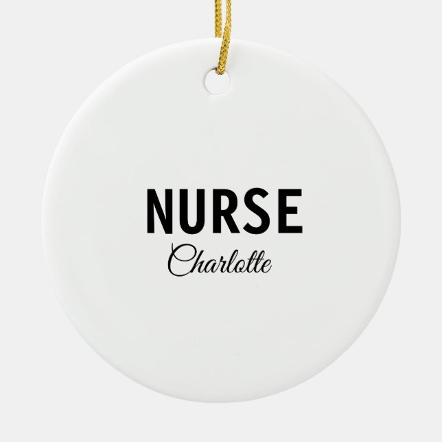 I am nurse medical expert add your name text simpl ceramic tree decoration (Front)