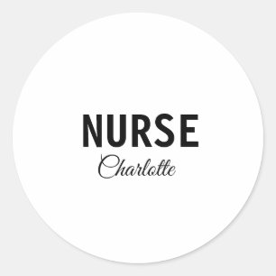 I am nurse medical expert add your name text simpl classic round sticker