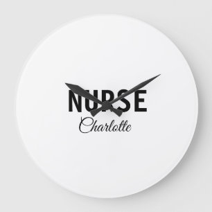 I am nurse medical expert add your name text simpl large clock