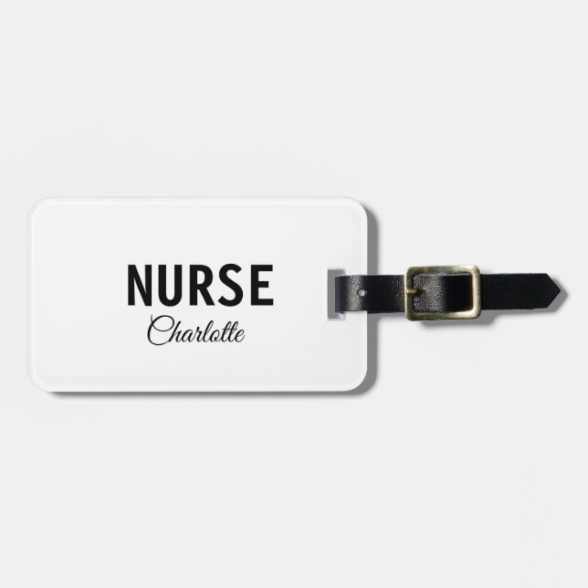 I am nurse medical expert add your name text simpl luggage tag (Front Horizontal)
