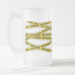 I am offended police tape do not cross frosted glass beer mug