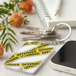 I am offended police tape do not cross key ring