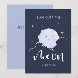 I Am Over The Moon For You Valentine Holiday Card
