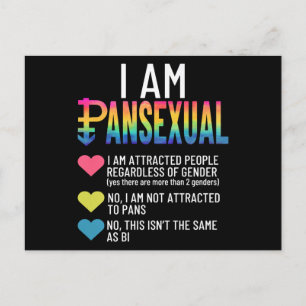 I Am Pansexual - LGBTQIA Pride Rainbow Hearts - De Holiday Postcard