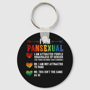 I Am Pansexual LGBTQIA Pride Rainbow Hearts Key Ring