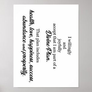 I Am Part of a Divine Plan Positive Affirmation Poster