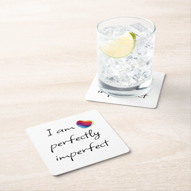 I am perfectly imperfect square paper coaster (Insitu)