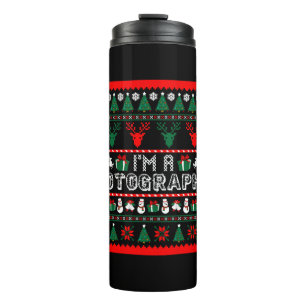 I Am Photographer Christmas Ugly Sweater Thermal Tumbler