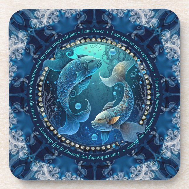 I am Pisces Customizable Affirmations Set of Six Coaster (Front)