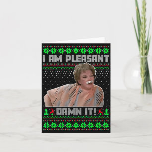 I Am Pleasant Funny Christmas Quote Vintage Knit  Card
