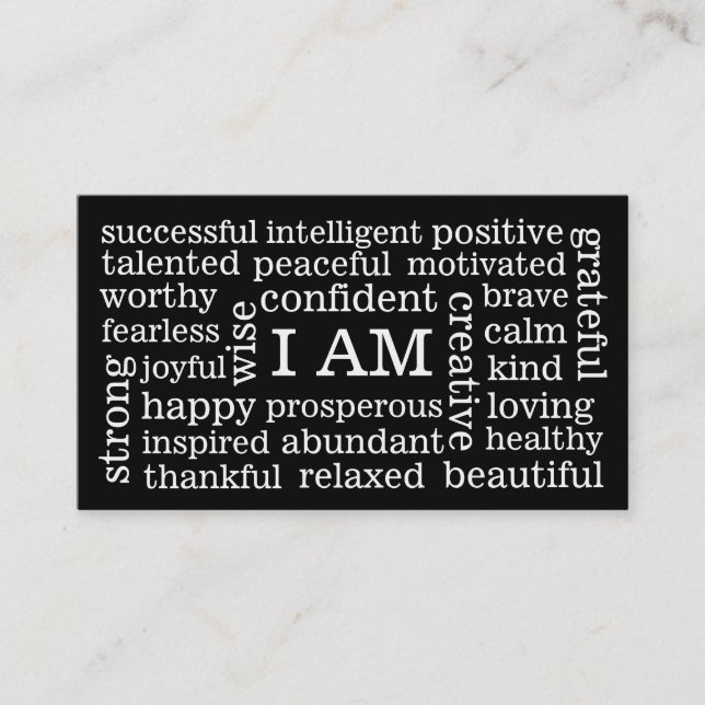 I AM Positive Affirmations for Self Image Wellness Business Card (Front)