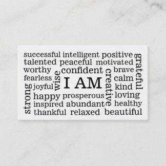 I AM Positive Affirmations for Self Image Wellness Business Card