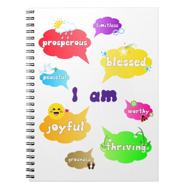 I Am Positive Affirmations Words Self Love Notebook (Front)