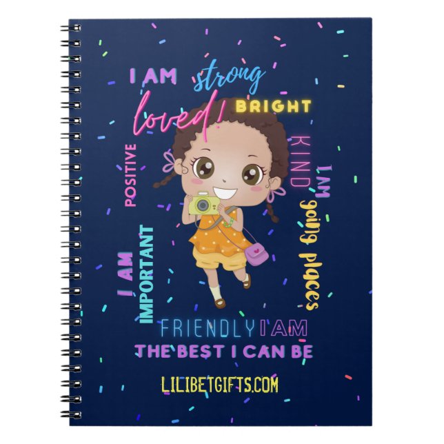 I AM - Positive Black Brown Girl Affirmations Notebook (Front)