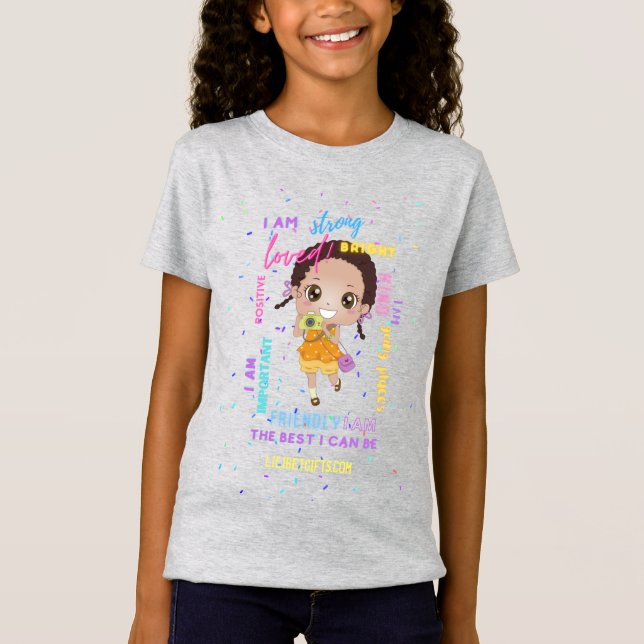 I AM - Positive Black Brown Girl Affirmations T-Shirt (Front)