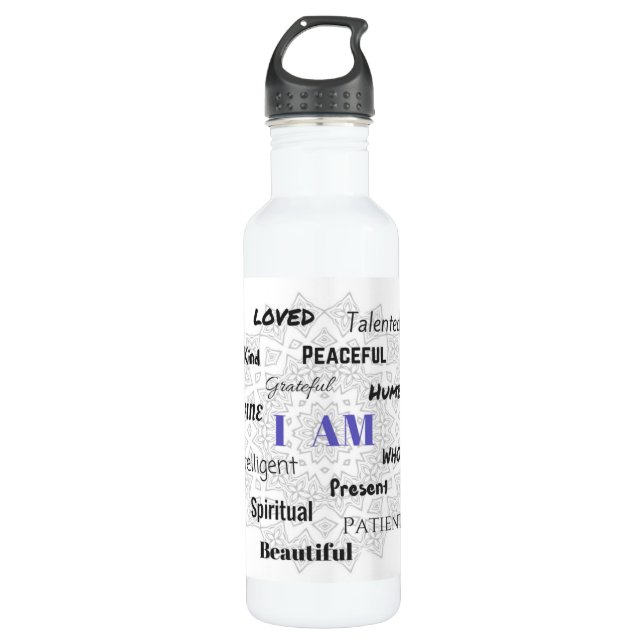 I AM.Positive Inspiration Affirmation Water Bottle (Front)