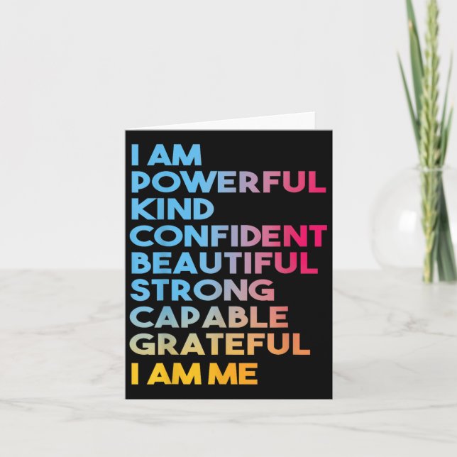 I Am Powerful Kind Confident Beautiful Strong Capa Card (Front)